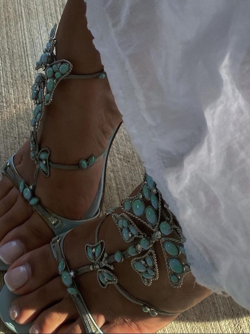 RARE Giuseppe Zanotti Mint Jeweled Butterfly Heeled Sandals Size 38.5 - Picture 2 of 5